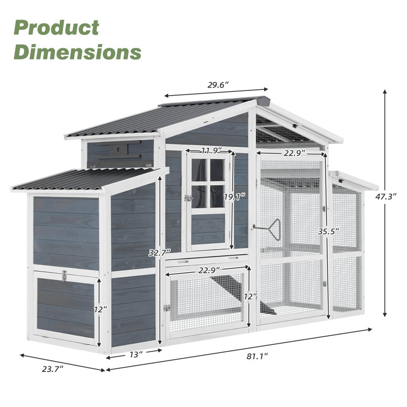 Archie & Oscar™ Flitwick Chicken Coop with Chicken Run For Up To 4